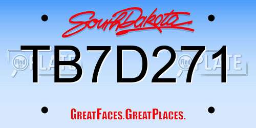 TB7D271 South Dakota License Plate