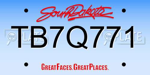 TB7Q771 South Dakota License Plate