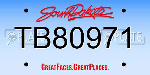 TB80971 South Dakota License Plate