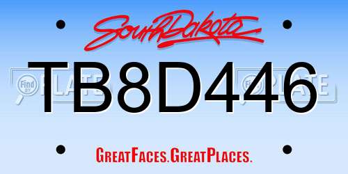 TB8D446 South Dakota License Plate