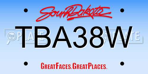 TBA38W South Dakota License Plate