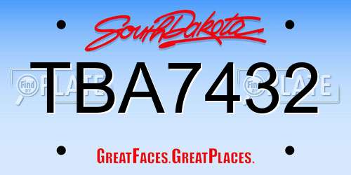 TBA7432 South Dakota License Plate