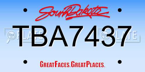 TBA7437 South Dakota License Plate
