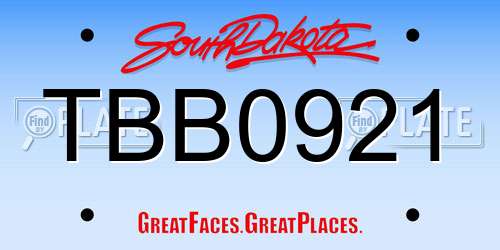 TBB0921 South Dakota License Plate