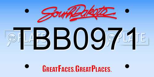 TBB0971 South Dakota License Plate