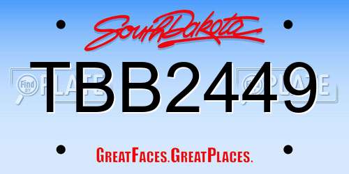 TBB2449 South Dakota License Plate