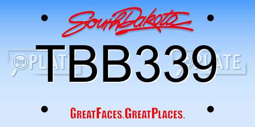 TBB339 South Dakota License Plate