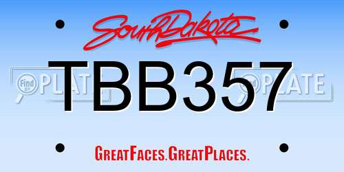 TBB357 South Dakota License Plate