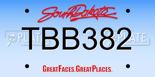 TBB382 South Dakota License Plate