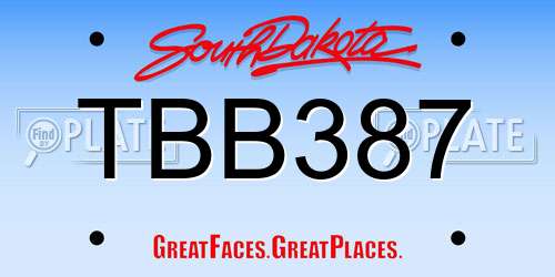 TBB387 South Dakota License Plate