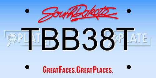 TBB38T South Dakota License Plate