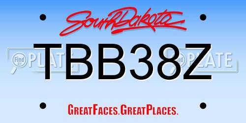TBB38Z South Dakota License Plate