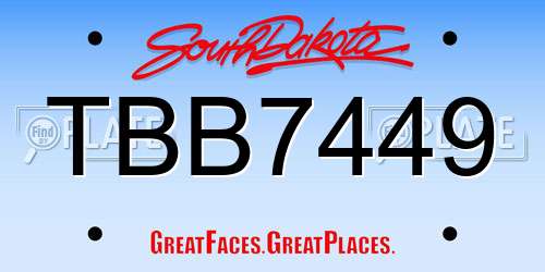 TBB7449 South Dakota License Plate
