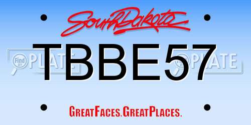 TBBE57 South Dakota License Plate