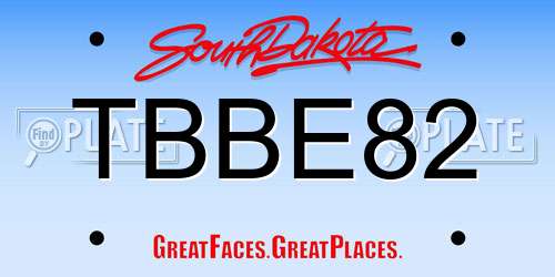 TBBE82 South Dakota License Plate