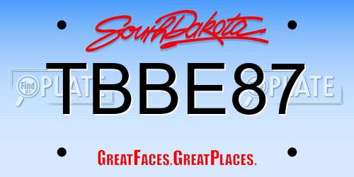 TBBE87 South Dakota License Plate