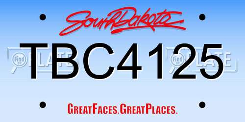 TBC4125 South Dakota License Plate