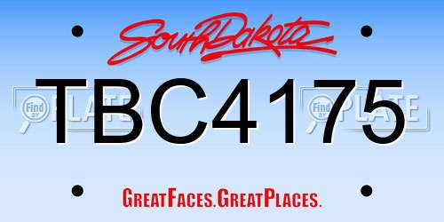 TBC4175 South Dakota License Plate