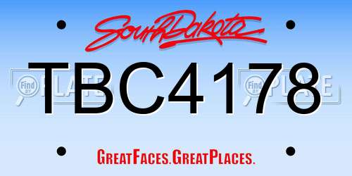 TBC4178 South Dakota License Plate
