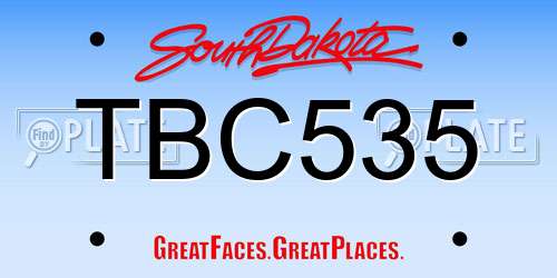 TBC535 South Dakota License Plate