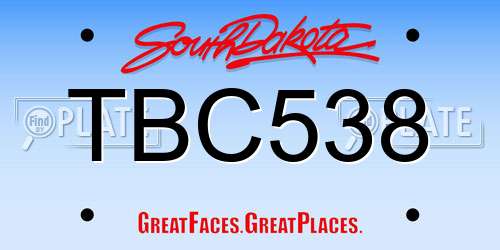 TBC538 South Dakota License Plate