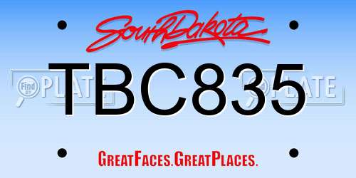 TBC835 South Dakota License Plate
