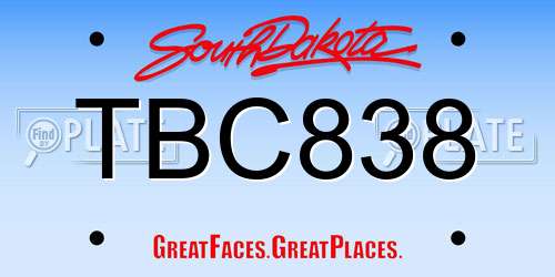 TBC838 South Dakota License Plate