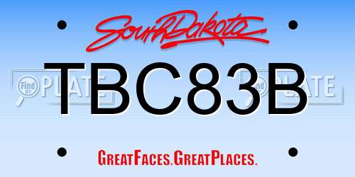 TBC83B South Dakota License Plate