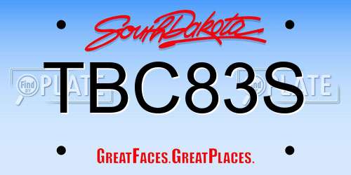 TBC83S South Dakota License Plate