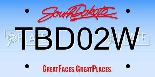 TBD02W South Dakota License Plate