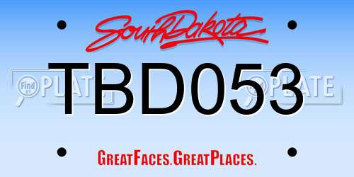 TBD053 South Dakota License Plate