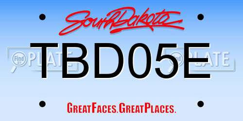 TBD05E South Dakota License Plate