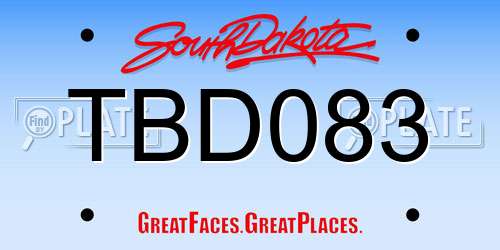 TBD083 South Dakota License Plate