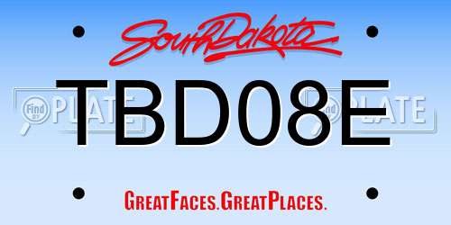 TBD08E South Dakota License Plate