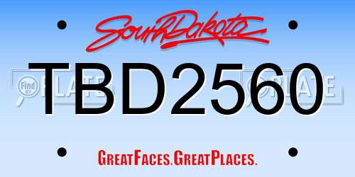 TBD2560 South Dakota License Plate