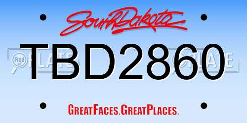 TBD2860 South Dakota License Plate