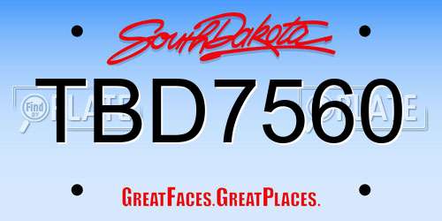 TBD7560 South Dakota License Plate