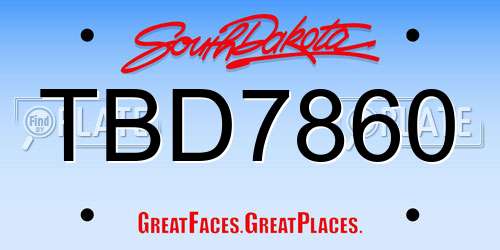 TBD7860 South Dakota License Plate