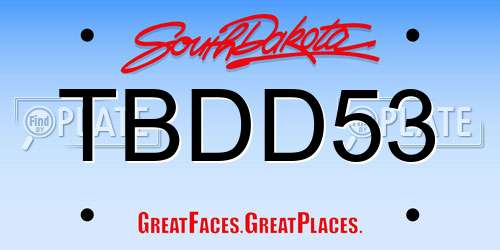 TBDD53 South Dakota License Plate