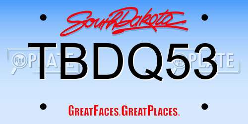TBDQ53 South Dakota License Plate