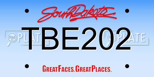 TBE202 South Dakota License Plate