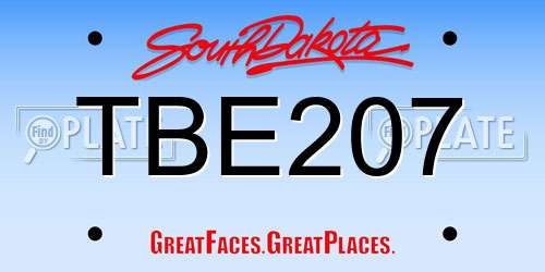 TBE207 South Dakota License Plate