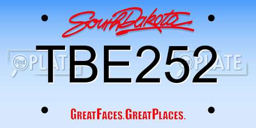 TBE252 South Dakota License Plate