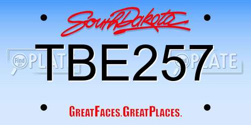 TBE257 South Dakota License Plate