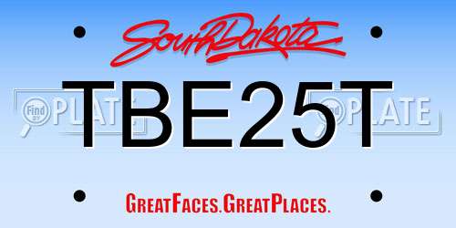 TBE25T South Dakota License Plate