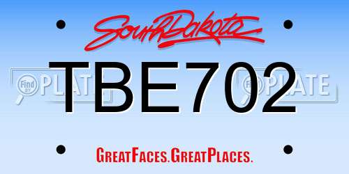 TBE702 South Dakota License Plate