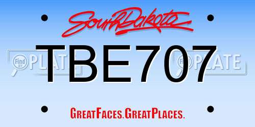 TBE707 South Dakota License Plate