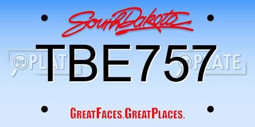 TBE757 South Dakota License Plate