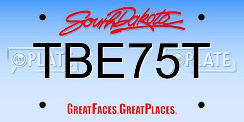 TBE75T South Dakota License Plate