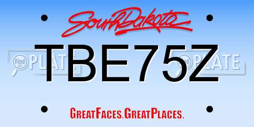 TBE75Z South Dakota License Plate